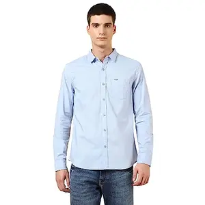 Wrangler Men's Solid Regular Fit Shirt (WMSH006751_Blue