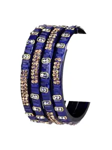 1st Time Modern Glass Bangle/Kada- Perfect For Party, Wedding, Celebrations And Functions, Pack Of 4, Blue- J39