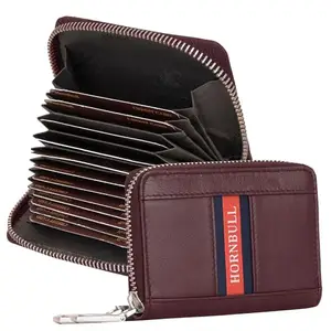 HORNBULL Dixon Brown RFID Blocking Leather Wallet for Men | Vertical Credit Debit Card Holder