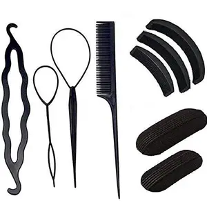 SIYAA Hair Bumpits For Puff And Bun Maker Hair Styling Tools Accessories Combo For Girls And Women Pack Of 1