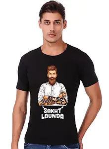Squareknot Men's Casual Hindi Text Printed T-Shirt | Summer Special T Shirt | Regular fit Half Slevees | Soft Cotton Stylish BlackT-Shirt | Saracasm Funny Tshirts | Swag T Shirt | Best for Gift L
