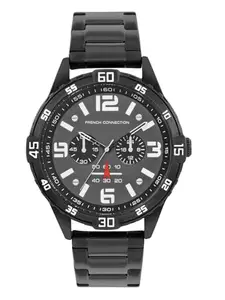 French Connection Comet Multifunction Grey Round Dial Stainless Steel Strap | Casual | Premium | See Through Feature | Brush Feature Wrist Watch for Men - FCC04BBM
