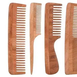 BEAUTRISTRO Neem Wood Comb For Hair Growth | Hair comb set combo for Women & Men | Kachi Neem Kangi | Kanghi for Hair (Pack of 4)