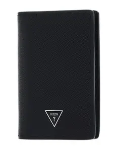 GUESS Men Black Solid PU Card Holder