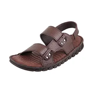 Metro Men Brown Leather Sandals-7 UK/India (41 EU) (18-750-12-41)