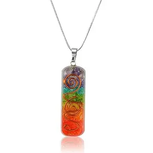 Reshamm 7 Chakra Pendant Orgone/Orgonite Crystal Stone Pendant Locket Pendant with Chain for Reiki Healing and Crystal Healing Stone (Multi)