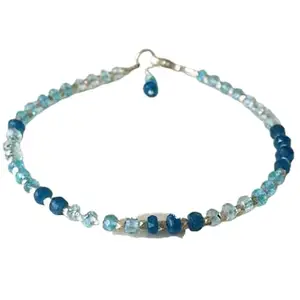 LKBEADS Apatite, Aquamarine & Blue Quartz bracelet with Silver clasp - 3-3.5mm Rondelle beads- Faceted Cut -7 Inch Bracelet– Healing, Fashion, Gift, Spiritual, Yoga|LK_STACK_06915