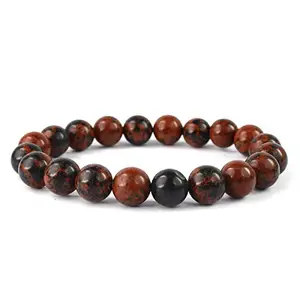Divine Crystal Treasures Natural Mahogany Crystal Bracelet for Positivity, Success, Chakra Healing and Meditation - Unisex Strechable Pure Natural Lab Certified Crystal Bracelet