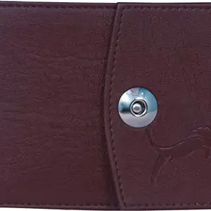 WILD EDGE Brown Handcrafted Stylish Wallet with Button Closure - Artificial Leather Wallet for Men - Slim Bi-fold Stylish Wallet for Men (Pack of 1)