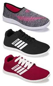 WORLD WEAR FOOTWEAR Multicolor (5046-5047-5048) Women's Casual Sports Running Shoes 6 UK (Set of 3 Pair)