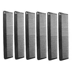 E-DUNIA Hair Comb- 6 Professional Hairdressing Carbon Fibre Comb, Master Barber and Salon Comb,Hotel Disposal comb Anti Static, Heat Resistant, Strong & Durable, Medium and Fine Tooth in Black [PACK OF 6]