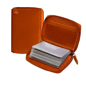 ABYS Genuine Leather Unisex Business Card Case (Orange_8129ABOR1-BK)