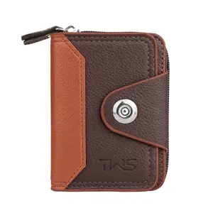 The Wallet Store Secure Mate Vegan Leather Zipper Wallet (Brown-Tan)