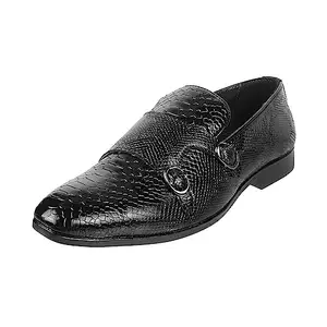 Metro Men Black Double Monk Leather Shoes UK/7 EU/41 (19-239)