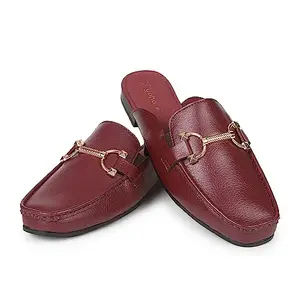 YOHO Bliss Comfortable Slip On Formal Loafer for Women | Stylish Fashion Moccasins Range | Flexible | Style & All-Purpose | Formal Office Wear Shoe Wine