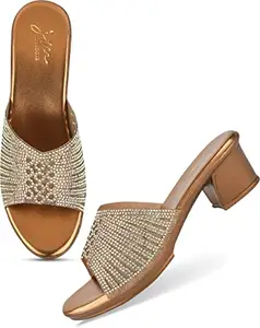 JM LOOKS Fashion Casual Block Heels Sandals For Womens & Girls SS-9-Copper-41-X