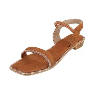 Metro Women Tan Ethnicwear beaded Flat Sandal UK/6 EU/39 (35-667)
