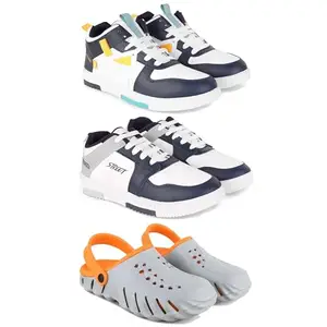 DRACKFOOT Men's Stylish Casual Shoes | Comfortable & Trendy Daily WearPremium Casual Shoes for MenGRT-(3-Combo)-1074-1075-3150-9 Multicolor