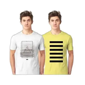 Comfortable Stylish & Perfect for Everyday Wear|style - 295 i-view Men's Printed Round neck Casual T-shirts(Pack of 2) and for the size of - S