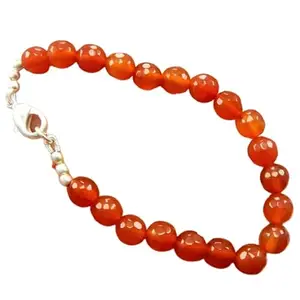 LKBEADS Carnelian Bracelet with Silver Plated Clasp – 6mm Round Beads – Faceted Cut – 7 inch – Healing, Fashion, Gift, Spiritual, Yoga|LK_STACK_01884