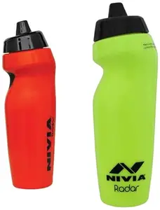Nivia Radar Bottle, 600 ml (Colors May Vary) & Nivia 515GR PVC Radar Sipper (Green/Fluorescent Green)