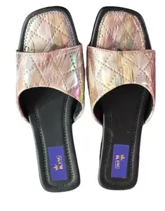 KING FOOTWEAR- Women’s Flip Flop Open Toe Imported Form Sandal | Slide Slippers | Stylish Slides for Parties, Casual Outings, and Special Occasion (Peach MultiColour, 9)
