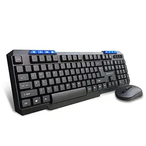 Amkette Xcite Wireless Keyboard and Mouse Combo, Advanced 2.4 GHz, 8 Dedicated Multimedia Keys, Full Size Silent Keyboard, High Precision Mouse with 3 DPI Settings and Mouse On/Off Switch (Black)