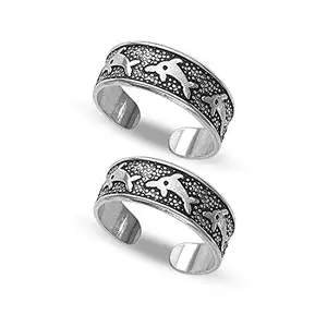 Amazon Brand - Anarva Women's Fish Design Toe-Ring in 925 Sterling Silver BIS Hallmarked Antique Oxidized