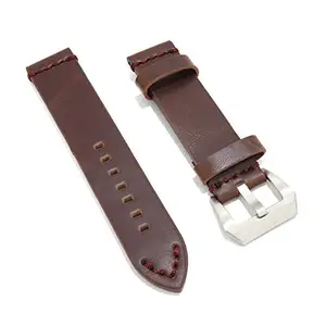 FM 22mm Vintage Leather Watch Strap Watch Band (Brown - 22mm) by FM