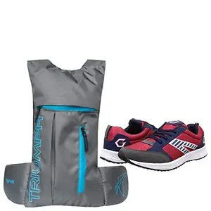 Gowin Nx-2 Red/Blue Size-6 with Triumph Back Bag Alpha Pro-6003 Grey/Cyan