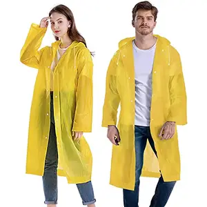Allextreme EVA Waterproof Rain Coat Hooded Outdoor Water Resistant Suit Portable Men and Women (1Pc, Yellow)