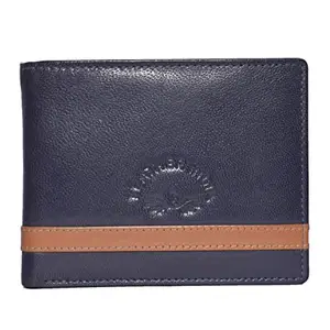 Leather India Men Casual | Party | Formal | Travel Pure Genuine Leather Wallet Blue - 0361 (6Card Slot)
