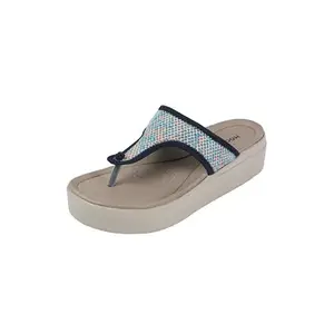 Mochi Women's Blue Wedge Flip-Flop Sandals UK/5 EU/38(34-359)