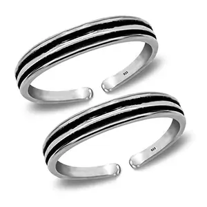Parnika (Formerly MJ Graceful Band Design Silver Toe Rings in Pure 92.5 Sterling Silver for Women | With Certificate of Authenticity |