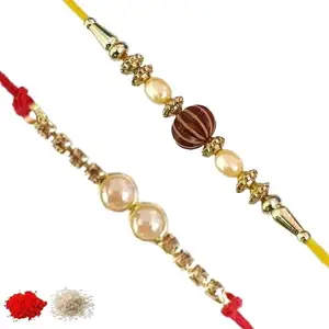 Rakhi set of 2, Rakhiya, Rakhi combo,with roli and chawal packet 479