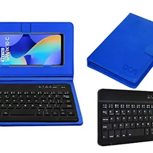 ACM Wireless Bluetooth Keyboard Case Compatible with Tecno Spark 10c Mobile Flip Cover Stand Study Gaming Blue