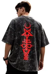 boffi ... 100% Cotton Oversized T-Shirt Unisex Drop Shoulder Dye Washed Street Look Black Pack of 1