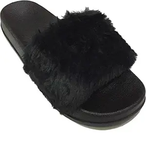 Shoe Lab Women Black Flip-Flops-4 UK/India (37 EU) (Blackplanfur37)