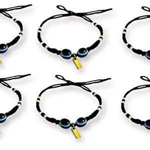 BigMart Nazar Battu Evil Eye Anklet Bracelet for Women and Girls | Stylish and Trendy Evil Eye Anklets Bracelet Nazar Battu Black Beaded Anklet | Nazaria Anklets Set (Pack of 6)