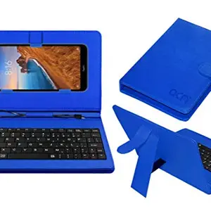 ACM Keyboard Case Compatible with Xiaomi Redmi 7a Mobile Flip Cover Stand Direct Plug & Play Device for Study & Gaming Blue