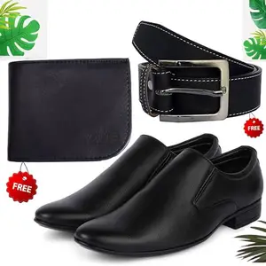Graceful Trendy Formal Shoes/Party Shoes/Shoes Combo with Free Wallet & Belt for Men and Boys (BAZAAR463_AXR-TC-401) Multicolor