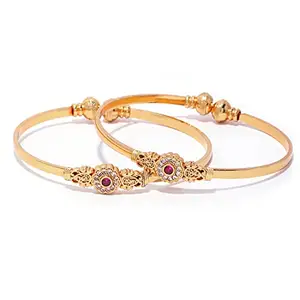 Shining Diva Fashion Latest Traditional Design 18k Gold Plated Adjustable Bracelet Bangles for Women (Golden) (rrsd13704b) Free Size