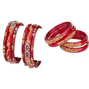 Somil Combo Bangle Set For Women | Traditional Daily Bangles | Perfect For Parties & Functions, Pack Of 10, Red, Red -D522