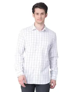 Crimsoune Club Men's White Checked Shirt(M)
