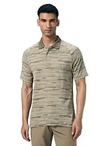 TECHNOSPORT Men's Slim Fit Printed Half Sleeve Polo T-Shirt with Matpiq for Casual & Regular Use