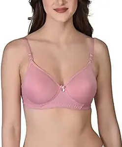 Women's Cotton Lightly Padded Non-Wired T-Shirt Bra (38, Baby Pink)