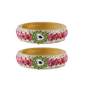 MAYA FASHION Cream stone Stud Acrylic-Brass Bangle Elegant Extra Large Size Bangle | Perfect Fit for Plus Size banglesTrendy and Comfortable Fit for woman and girls | (Sku-ban4627)