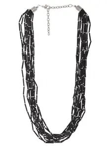 RICHEERA Artificial Black Beaded Layered Necklace