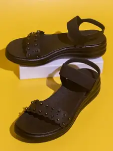 Inc.5 Women Black Embellished Comfort Heels With Backstrap