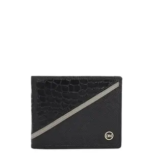 Da Milano RFID Protected Leather Wallet for Men with Card Slot - Black